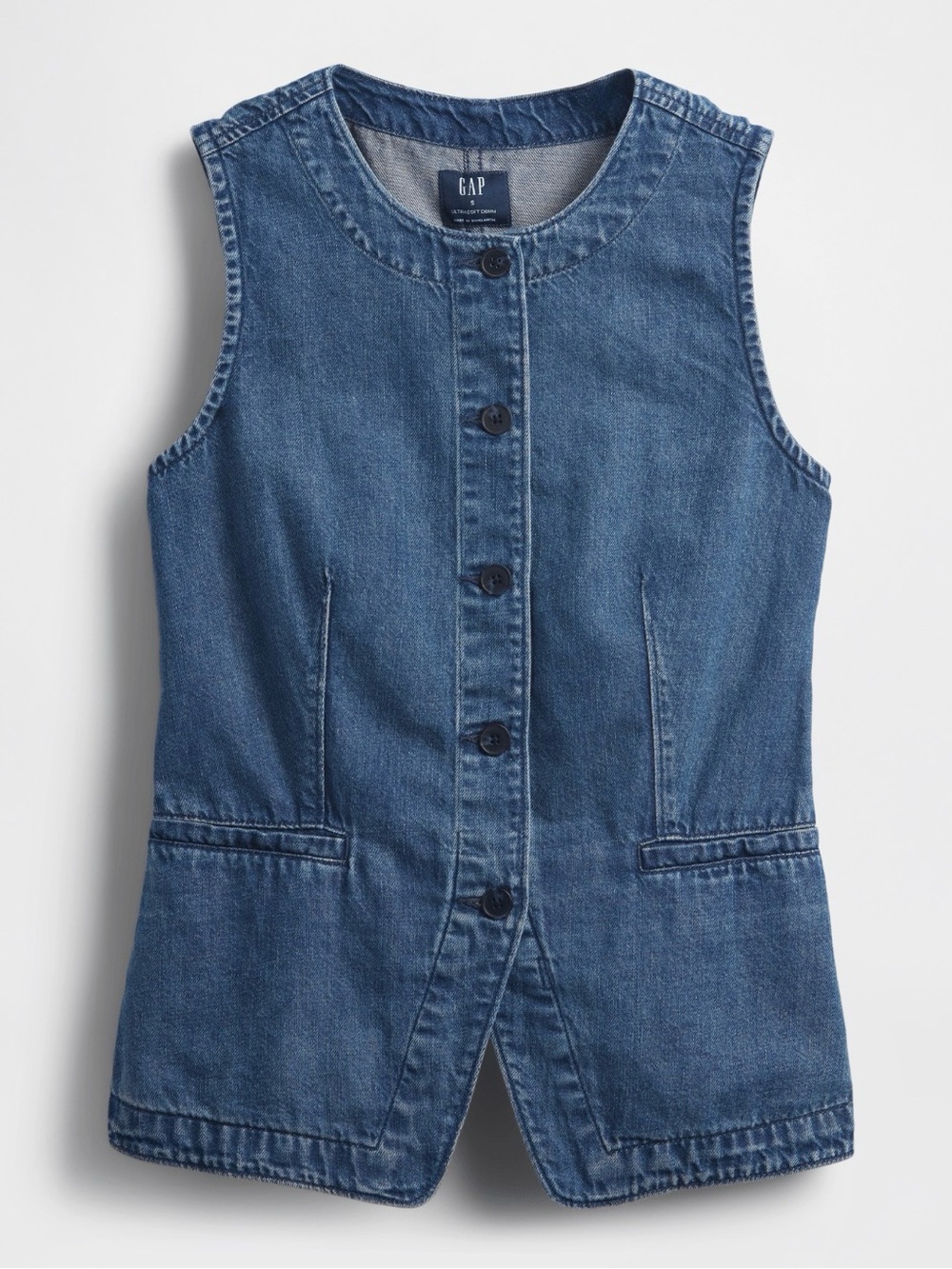 GAP UltraSoft Denim Longline Vest – Dark Wash – Size S